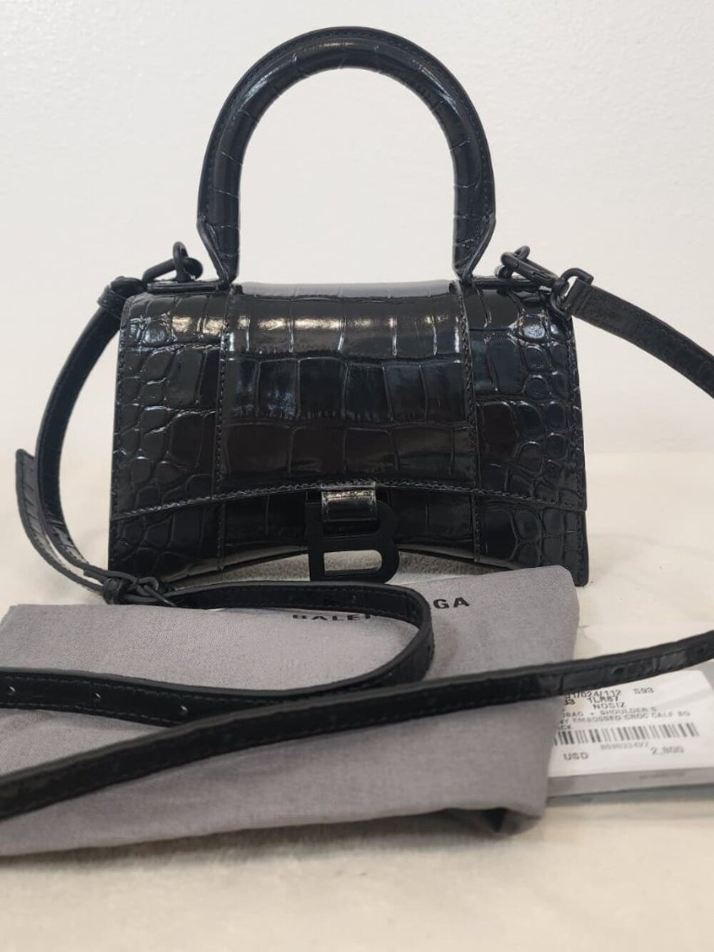 Balenciaga Hourglass XS croc Embossed